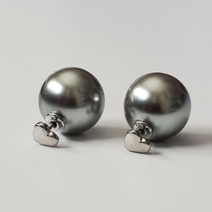 Ted Baker Gray Pearl Back Bow Earrings